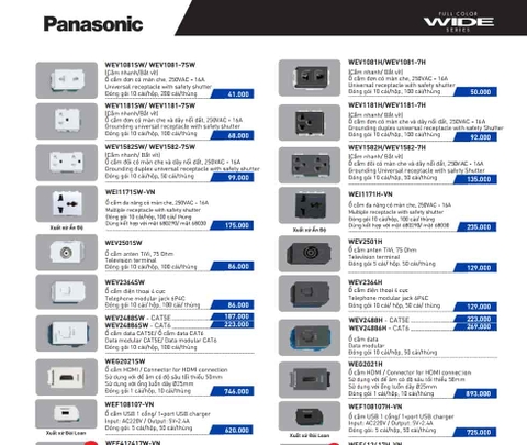WEV1582SW - Ổ cắm đôi 3 chấu Panasonic - Dòng wide, màu trắng