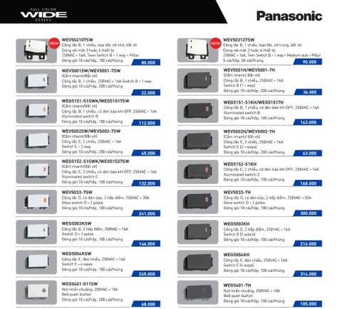 WEV1582SW - Ổ cắm đôi 3 chấu Panasonic - Dòng wide, màu trắng
