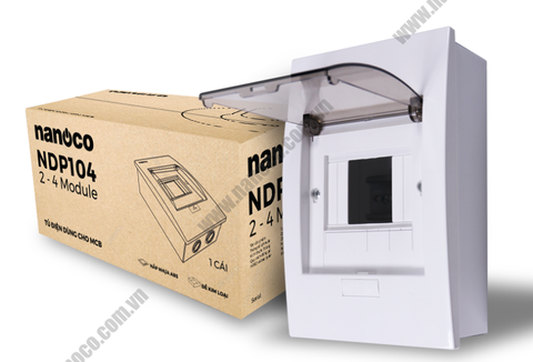 NDP104 - Tủ điện âm 2-4 đường Nano (Mặt nhựa, Đế kim loại)