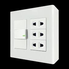 Bộ công tắc ổ cắm đôi 3 ổ cắm 2 chấu 1 công tắc và đế nổi đôi