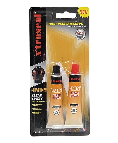 Keo dán Epoxy X’traseal 4 Minutes Clear 17ml x 2