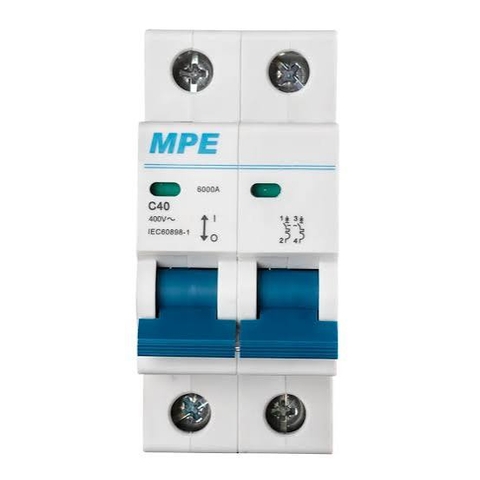 Aptomat MCB 2 pha, 40A, 6kA