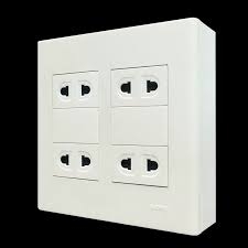 Bộ ổ cắm đôi 4 ổ cắm 2 chấu và đế nổi đôi