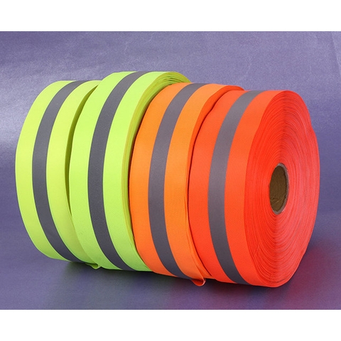 Dây vải phản quang xanh sọc ghi 35mm