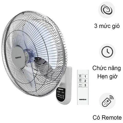 Quạt treo tường Panasonic 400 màu xám nanoco có ĐK NWF1612RC-G