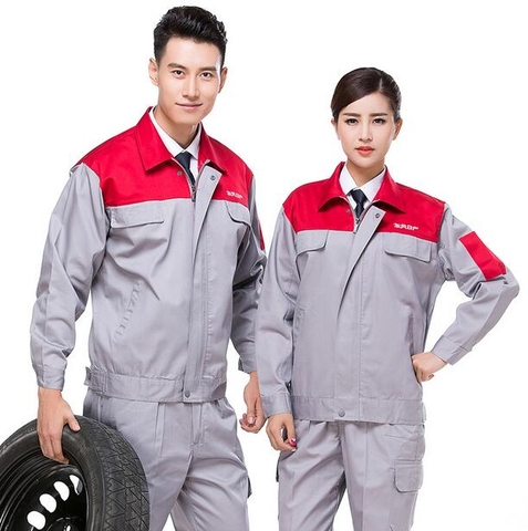 Quần áo bảo hộ lao động màu ghi đỏ