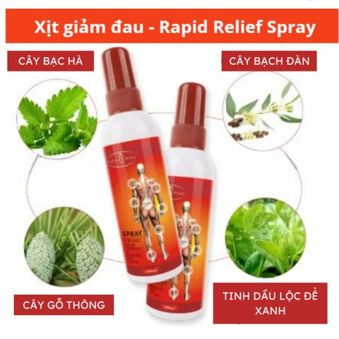 Xịt Giảm Đau Nhanh Rapid Relief Spray Hỗ Trợ Gi.ảm Đau Nhức, Căng Cơ, Các Vết Sưng Tím 100ml - HTHshop102