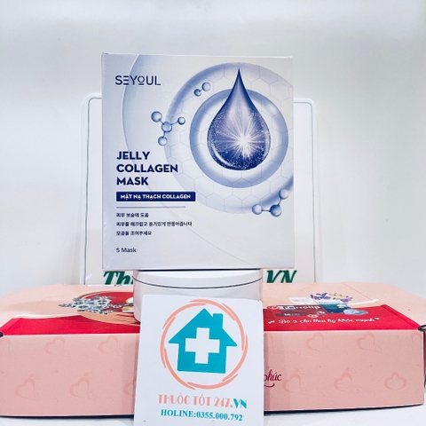 Mặt nạ thạch Collagen Seyoul Hàn Quốc, Jelly Collagen Mask Dưỡng Trắng Cấp ẩm 1 Hộp x 5 miếng -  HTshop