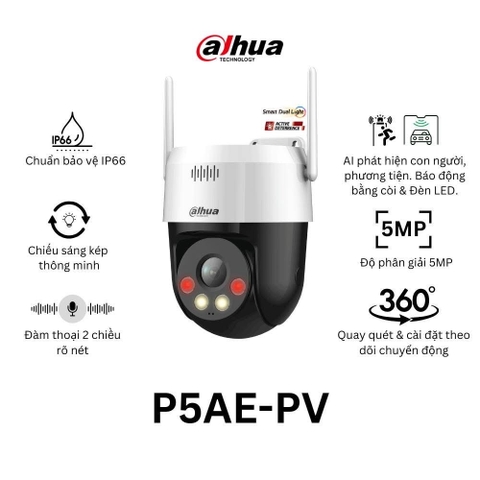 Camera DAHUA DH-P5AE-PV (Wifi quay quét 5MP)