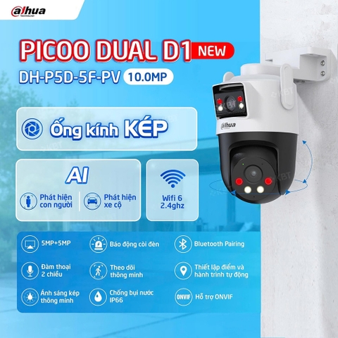 Camera DAHUA DH-P5D-5F-PV (Wifi quay quét 2 mắt x 5MP, báo động)