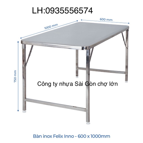 Bàn inox Felix inno chân xếp thái 60*100 cm Qui Phúc