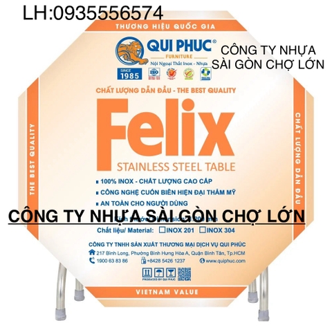Bàn tròn inox FELIX 1m4  Qui Phúc ( inox 304)