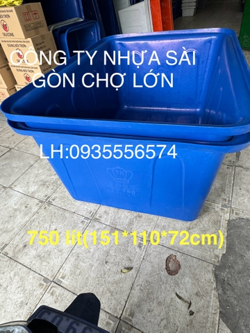 Thùng nhựa chữ Nhật nuôi cá 750 lít (1 lớp và 2 lớp)