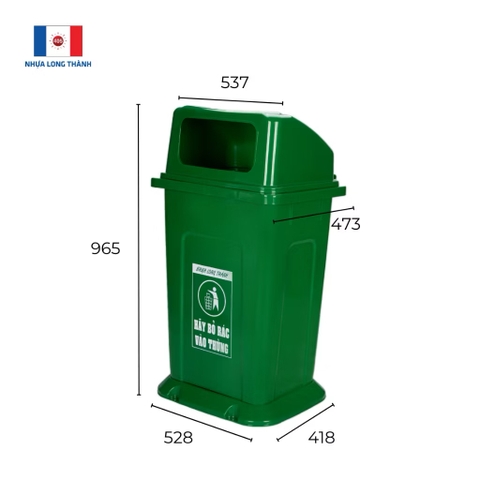 Thùng rác 100L (Nắp hở) Chân đế