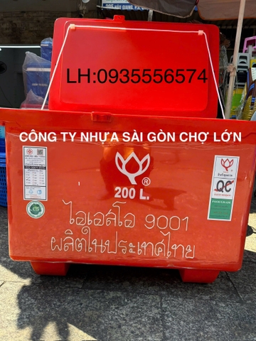 Thùng đá Thái Lan 200 lít nhập khẩu hoa sen bản lề