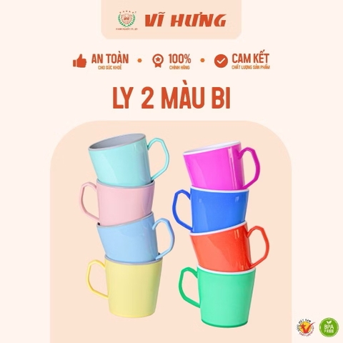 Cốc Nhựa Chịu Nhiệt 2 Màu, Có Quai Cầm Tiện Lợi, Màu Sắc Xinh Xắn - Nhựa Vĩ Hưng