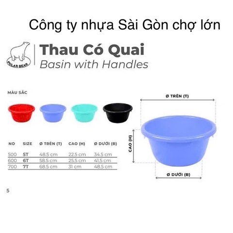Thau nhựa 6T và 5T có quai cao cấp