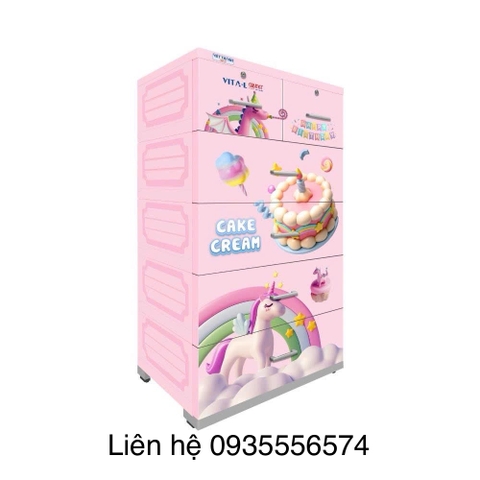 Tủ nhựa happy birthday 5 ngăn việt thành (70*48*134 cm)