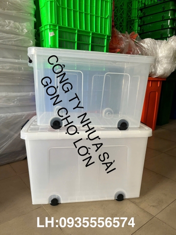 Thùng nhựa trong 95 lít có bánh xe Long Thành