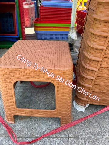 Ghế nhựa lùn đan mây màu caffe cao cấp🌸