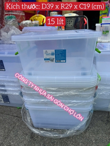 Thùng Nhựa Có Bánh Xe 15 Lít(Kích thước (DxRxC): (39 x 29 x 19) cm)