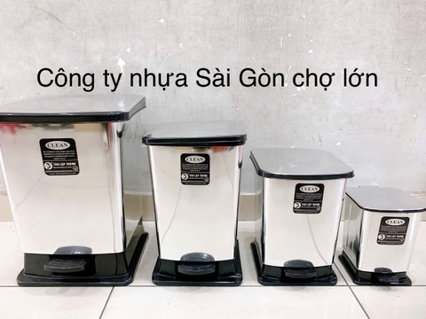 Thùng rác đạp màu xám Tân Lập Thành