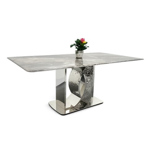 Bàn ăn Camellia mặt đá Ceramic chân inox bóng gương
