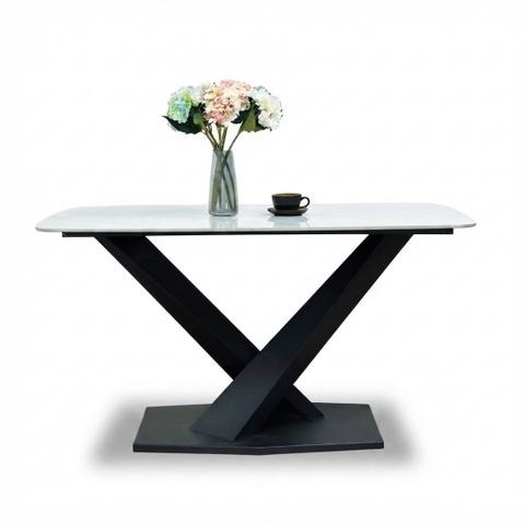 Bàn ăn chân X mặt đá Vi Tinh Thể cao cấp KN Home Decor