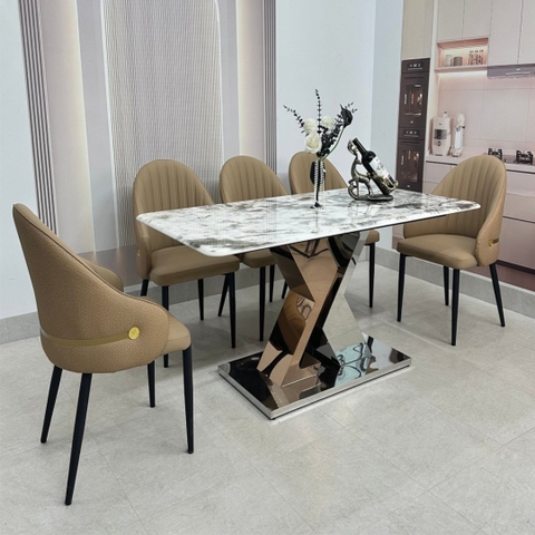 Bàn ăn Clara đá vi tinh thể nhập khẩu
