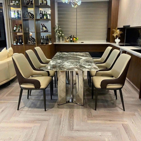 Bàn ăn Evelyn đá vi tinh thể nhập khẩu