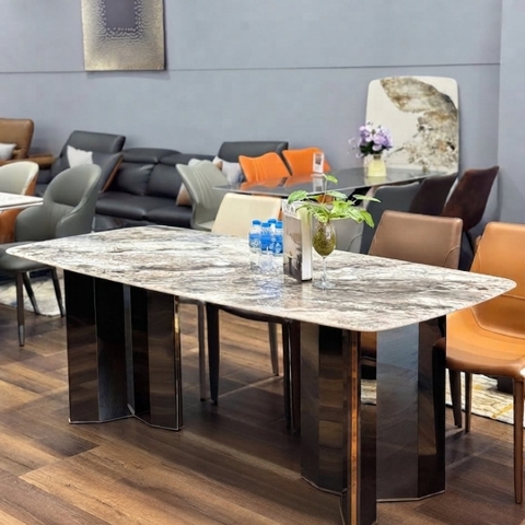 Bàn ăn TITAN mặt đá vân mây hiện đại cao cấp