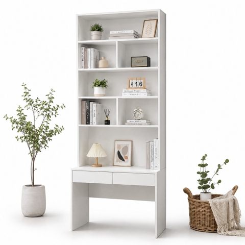 Bàn học kèm giá sách kịch trần 100x60x250cm