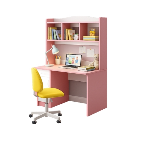 Bàn học MDF melamine màu hồng cho bé gái