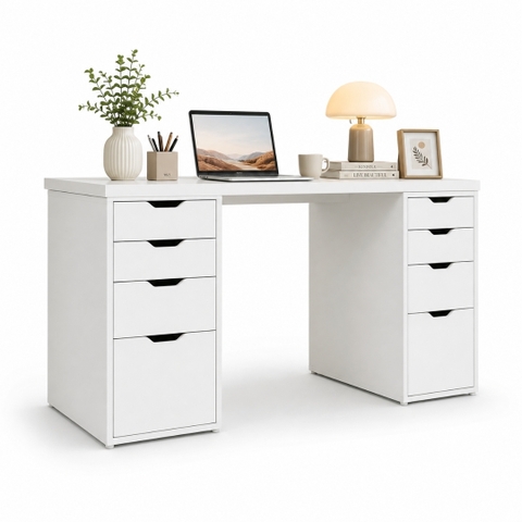 Bàn Làm Việc 2 Cụm Hộc Tủ MDF Phủ Melamine 160×60×75cm KN-BLV1606075