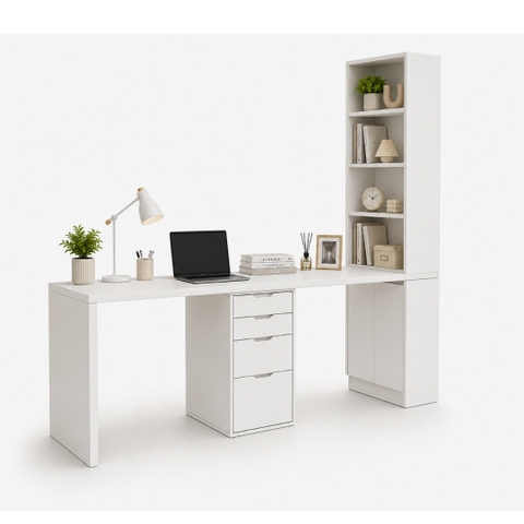 BÀN LÀM VIỆC KẾT HỢP KỆ SÁCH ĐA NĂNG 233x60x205CM – KN HOME DECOR