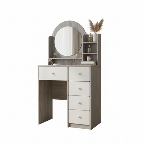 Bàn trang điểm MDF phủ Melamine có gương và ngăn kéo, thiết kế thanh lịch, thương hiệu KN Home Decor.