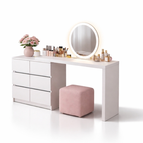 Bàn Trang Điểm MDF Melamine 120x40x75cm Kèm Tủ Ngăn Kéo Hiện Đại KN Home Decor