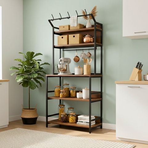 Tủ để đồ gỗ MDF phủ melamine kết hợp khung sắt sơn tĩnh điện phong cách hiện đại – KN Home Décor