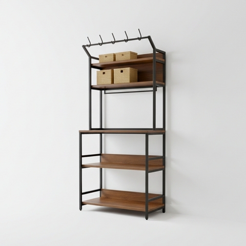 Tủ để đồ gỗ MDF phủ melamine kết hợp khung sắt sơn tĩnh điện phong cách hiện đại – KN Home Décor