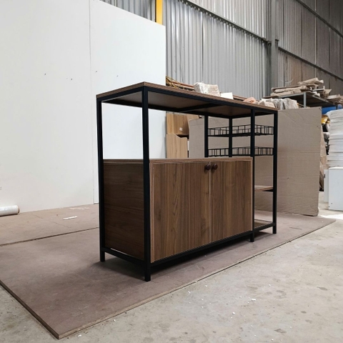 Kệ bếp khung sắt MDF phủ Melamine hiện đại