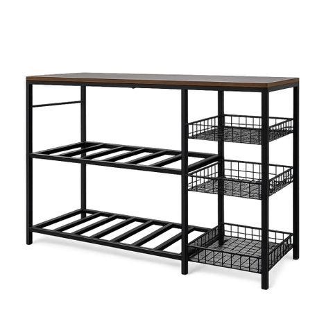 Kệ để đồ bếp khung sắt hộp 25x25 mặt gỗ MDF thiết kế hiện đại