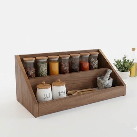 kệ để gia vị bếp gỗ mdf phủ melamine 2 tầng kn home decor