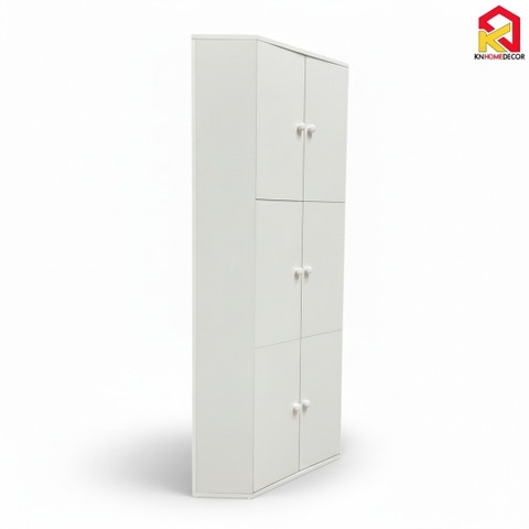 Kệ góc MDF phủ Melamine nhiều tầng, giúp tận dụng góc tường hiệu quả, thương hiệu KN Home Decor.
