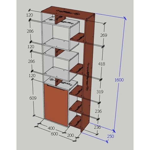 Kệ sách MDF phủ Melamine thiết kế hiện đại, nhiều tầng chứa, thương hiệu KN Home Decor.