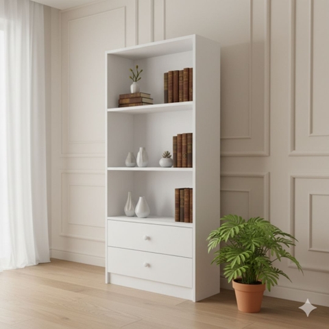 Kệ sách MDF phủ Melamine thiết kế hiện đại, nhiều tầng chứa, thương hiệu KN Home Decor.