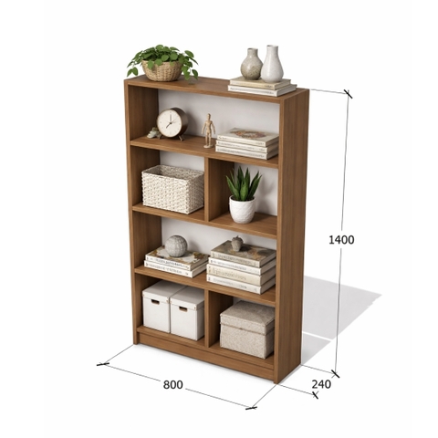 Kệ Sách Trang Trí MDF Melamine 80x24x140cm Thiết Kế Nhiều Ngăn Hiện Đại KN Home Decor
