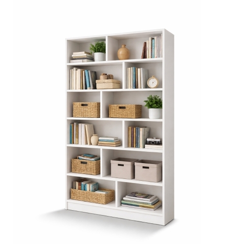 Kệ Sách MDF Melamine 1386x300x1899mm Thiết Kế Nhiều Ngăn Hiện Đại KN Home Decor