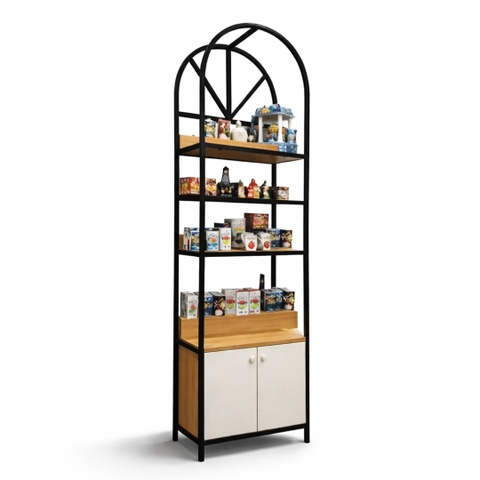 Kệ Trang Trí Khung Sắt MDF Melamine 60x30x180cm Thiết Kế Vòm Hiện Đại KN Home Decor