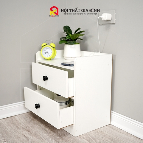 Tab đầu giường MDF phủ Melamine thiết kế tối giản, có ngăn kéo tiện dụng, thương hiệu KN Home Decor.
