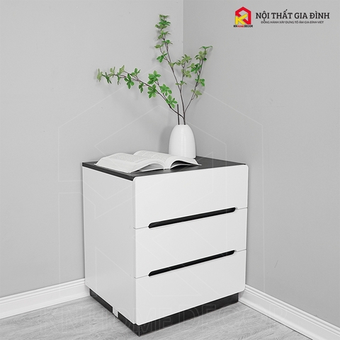 Tủ đầu giường gỗ MDF phủ Melamine đen trắng 3 tầng TG_NK3T KN Home Decor